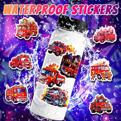 50pcs Fire Truck Stickers - Children's Cartoon Fire Truck Stickers