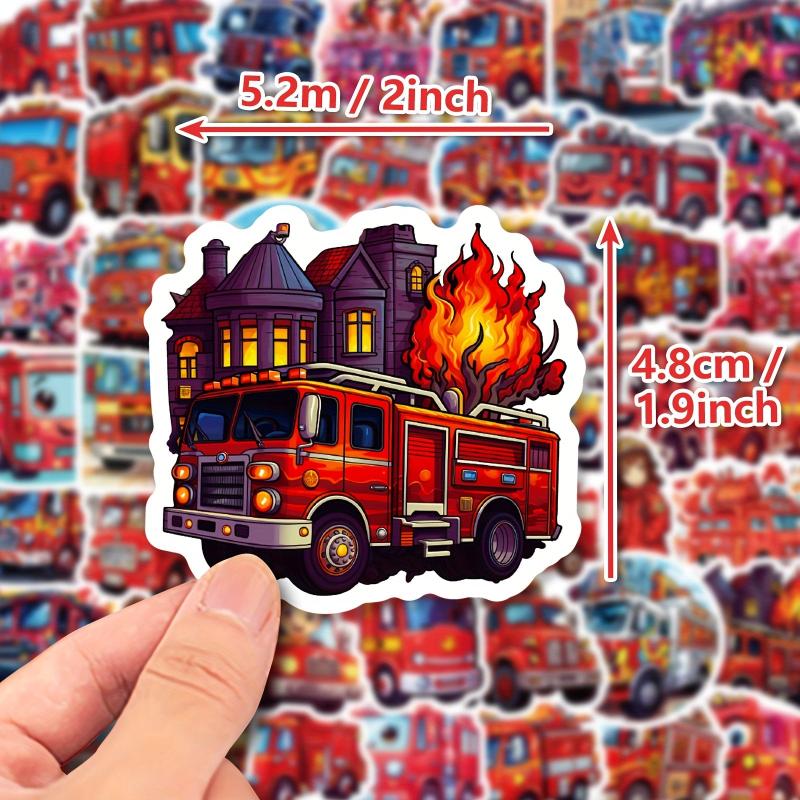 50pcs Fire Truck Stickers - Children's Cartoon Fire Truck Stickers