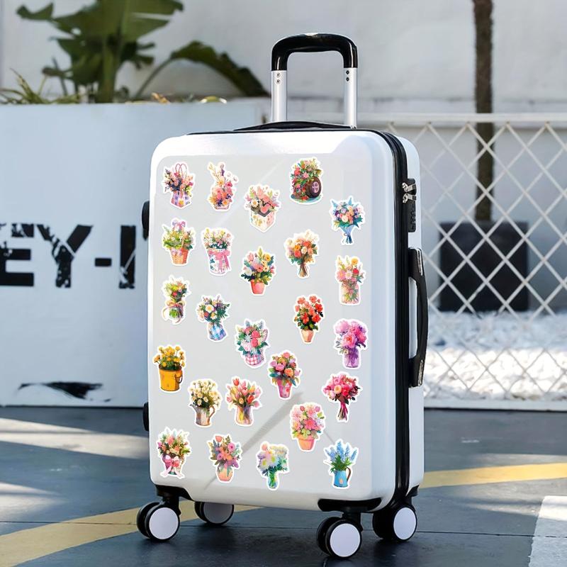 50pcs Flower Stickers Vinyl Waterproof Stickers For Laptop Bumper