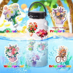 50pcs Flower Stickers Vinyl Waterproof Stickers For Laptop Bumper