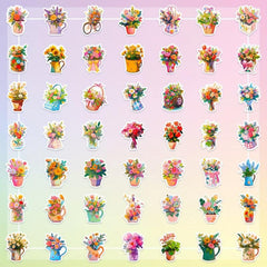 50pcs Flower Stickers Vinyl Waterproof Stickers For Laptop Bumper