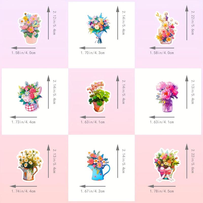 50pcs Flower Stickers Vinyl Waterproof Stickers For Laptop Bumper