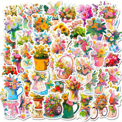 50pcs Flower Stickers Vinyl Waterproof Stickers For Laptop Bumper