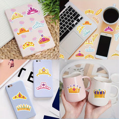 50pcs Crown Stickers Princess Crown Dream Party Decoration Art Sticker