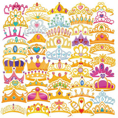 50pcs Crown Stickers Princess Crown Dream Party Decoration Art Sticker