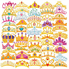 50pcs Crown Stickers Princess Crown Dream Party Decoration Art Sticker
