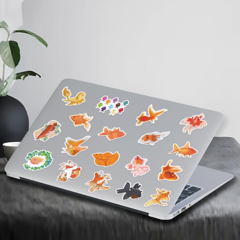 50pcs Goldfish Cartoon Waterproof Stickers for Laptop Water Bottle Luggage