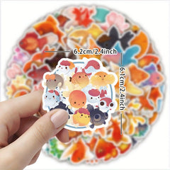 50pcs Goldfish Cartoon Waterproof Stickers for Laptop Water Bottle Luggage