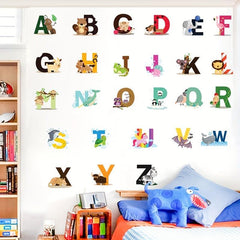 Cartoon Animal Wall Sticker A-Z Alphabet Kids Room Decor