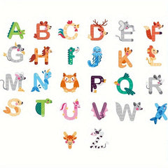 Cartoon Animal Wall Sticker A-Z Alphabet Kids Room Decor