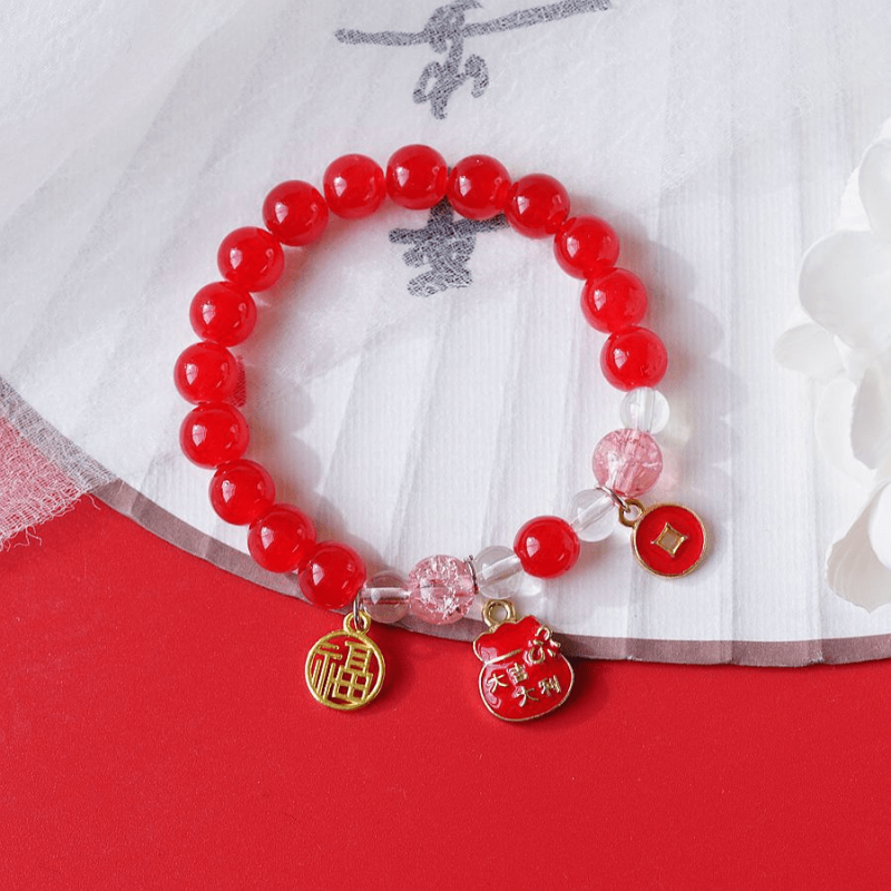 Men's & Women's Red Crystal Bracelet - Rabbit & Cat Series Bead Bracelet