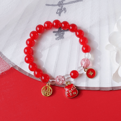 Men's & Women's Red Crystal Bracelet - Rabbit & Cat Series Bead Bracelet