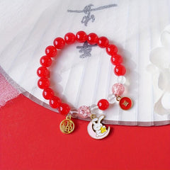 Men's & Women's Red Crystal Bracelet - Rabbit & Cat Series Bead Bracelet