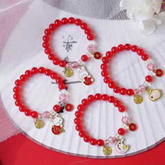 Men's & Women's Red Crystal Bracelet - Rabbit & Cat Series Bead Bracelet
