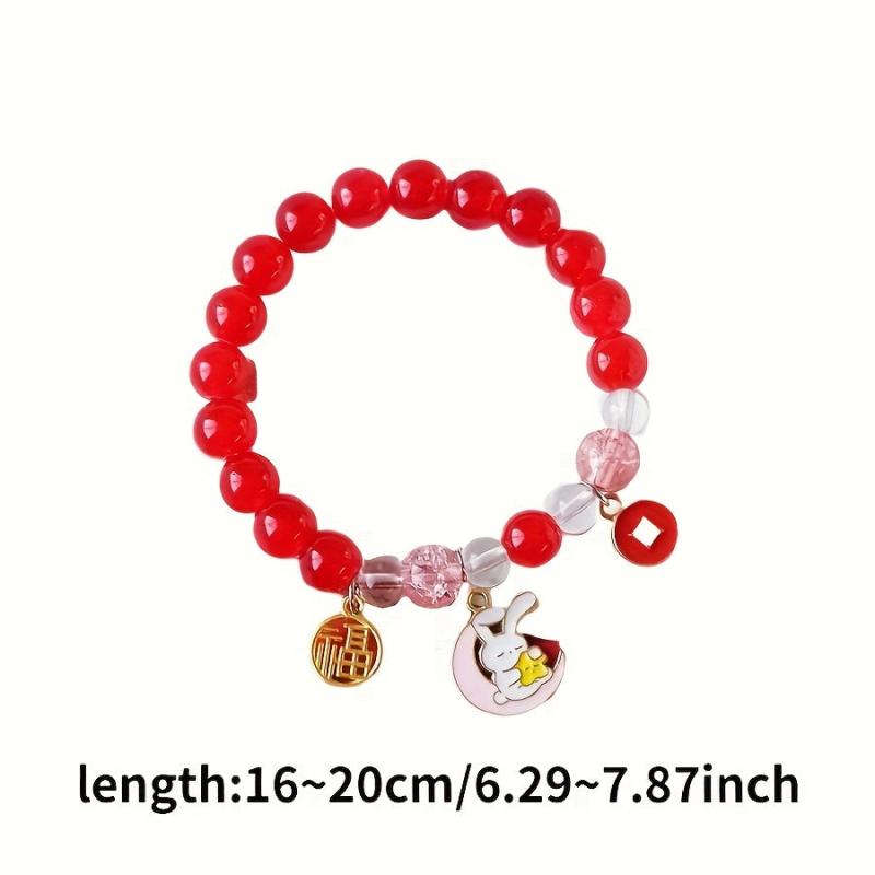 Men's & Women's Red Crystal Bracelet - Rabbit & Cat Series Bead Bracelet