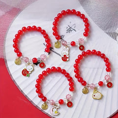 Men's & Women's Red Crystal Bracelet - Rabbit & Cat Series Bead Bracelet