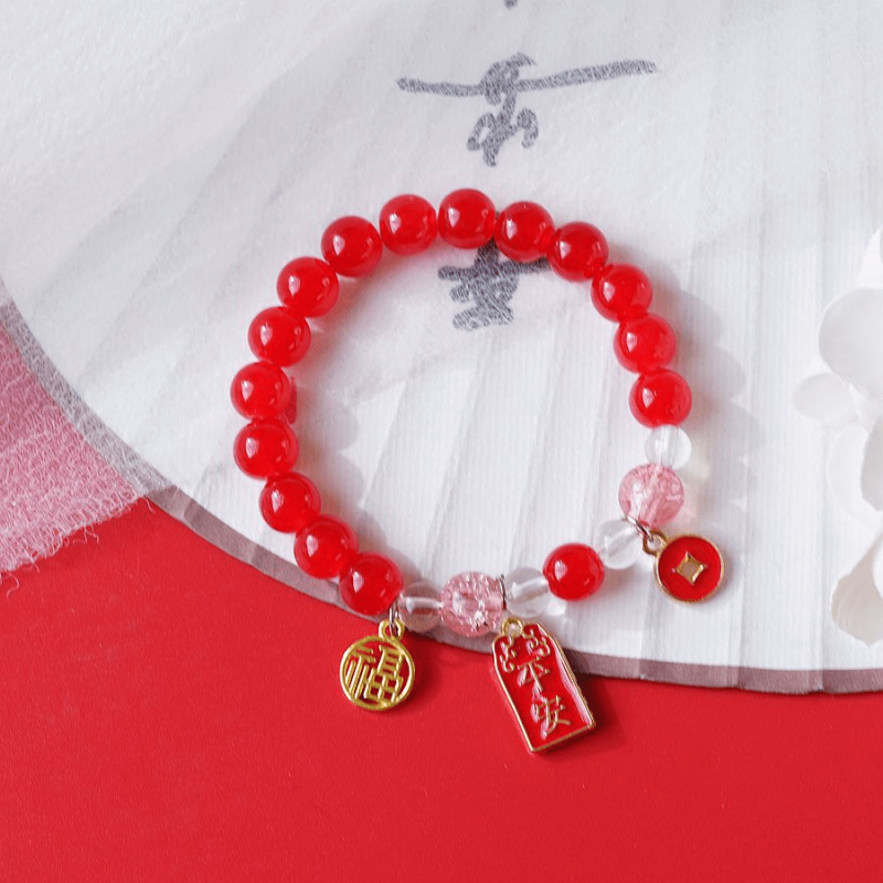 Men's & Women's Red Crystal Bracelet - Rabbit & Cat Series Bead Bracelet