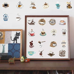 60pcs Coffee Vinyl Stickers for Water Bottles Laptop Car Phone