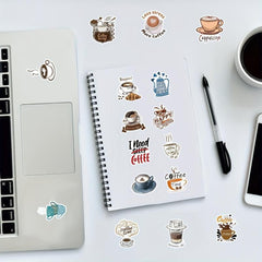 60pcs Coffee Vinyl Stickers for Water Bottles Laptop Car Phone