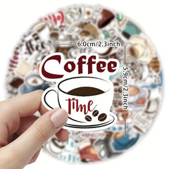 60pcs Coffee Vinyl Stickers for Water Bottles Laptop Car Phone