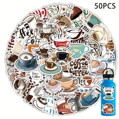 60pcs Coffee Vinyl Stickers for Water Bottles Laptop Car Phone