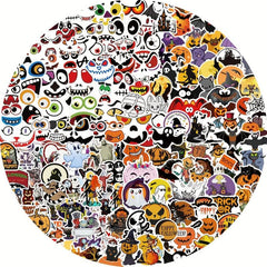 200pcs Halloween Doodle Stickers Pumpkin Ghost Bat Horror Funny Decoration