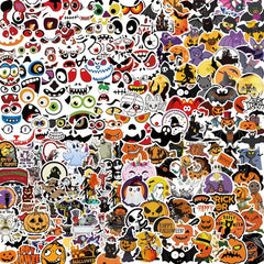 200pcs Halloween Doodle Stickers Pumpkin Ghost Bat Horror Funny Decoration