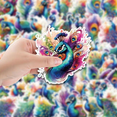 50pcs Peacock Waterproof Stickers for Water Bottle Laptop Luggage