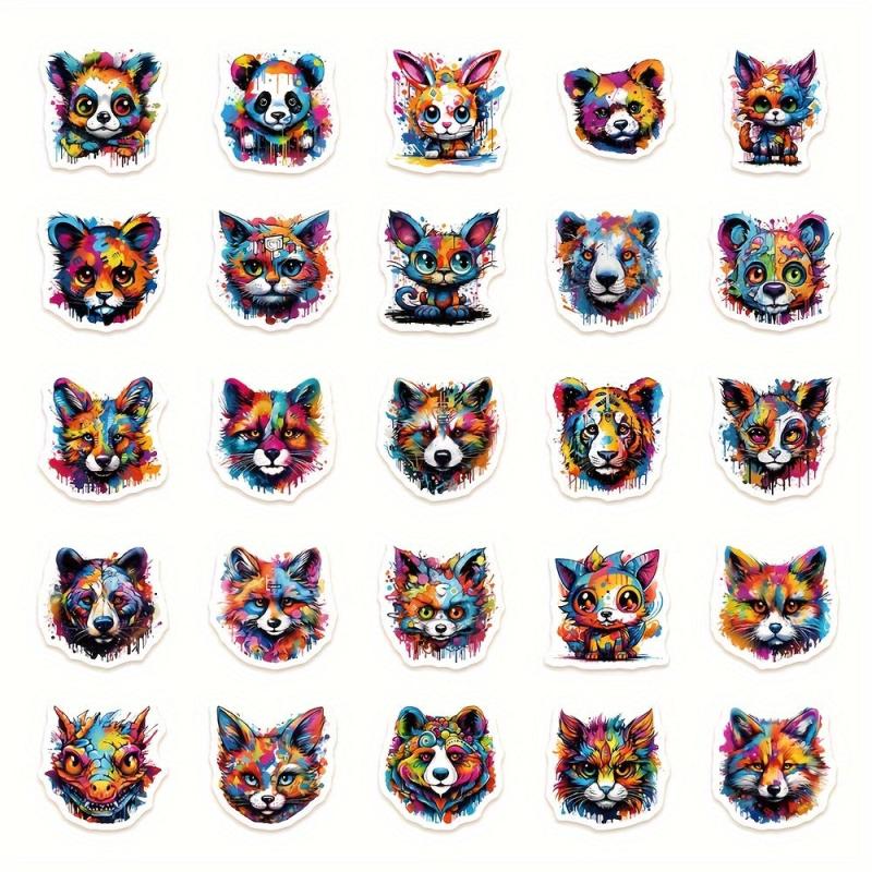 50pcs Colorful Animal Doodle Stickers for Phone Laptop Cup