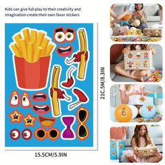 16pcs Cartoon Stickers DIY Journal Party French Fries Hamburger Stickers