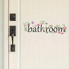 Green Leaves Butterfly Flower Wall Sticker Bathroom Door Home Decor
