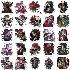 50pcs Gothic Rose Girl Waterproof Sticker PVC Decal