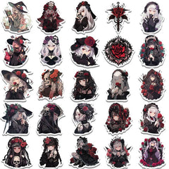 50pcs Gothic Rose Girl Waterproof Sticker PVC Decal