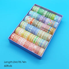 60 Rolls DIY Grid Washi Tape for Journal Stickers School Party Supplies