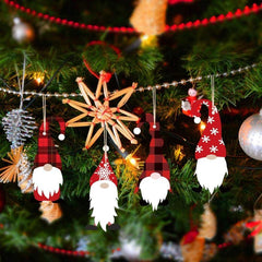 30pcs Wooden Hanging Decoration Santa Claus Gnome Elf Ornament