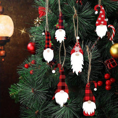 30pcs Wooden Hanging Decoration Santa Claus Gnome Elf Ornament