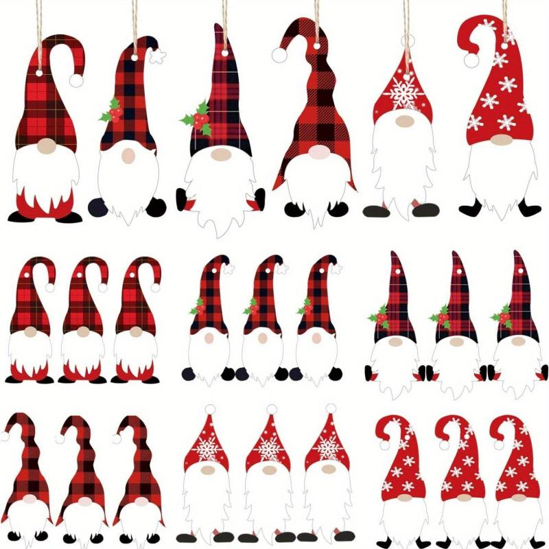 30pcs Wooden Hanging Decoration Santa Claus Gnome Elf Ornament