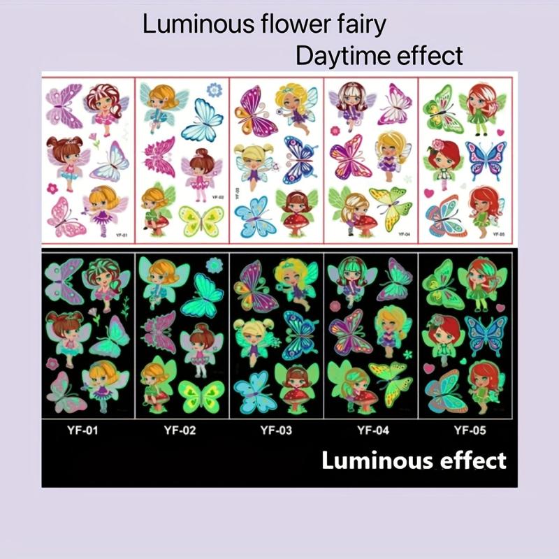 5pcs Flower Fairy Butterfly Children's Tattoo Stickers Fun Waterproof Party Gift