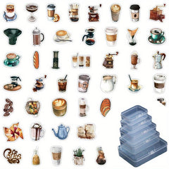 50pcs Coffee Graffiti Stickers Car Mobile Phone Guitar Decoration Stickers