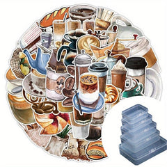 50pcs Coffee Graffiti Stickers Car Mobile Phone Guitar Decoration Stickers