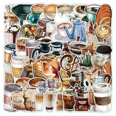 50pcs Coffee Graffiti Stickers Car Mobile Phone Guitar Decoration Stickers