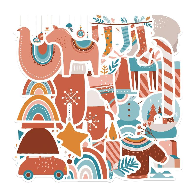 24pcs Cartoon Christmas Decoration Stickers Waterproof DIY Stickers