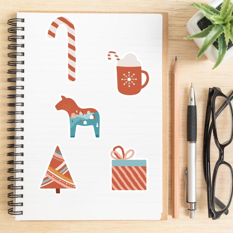 24pcs Cartoon Christmas Decoration Stickers Waterproof DIY Stickers