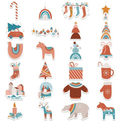 24pcs Cartoon Christmas Decoration Stickers Waterproof DIY Stickers