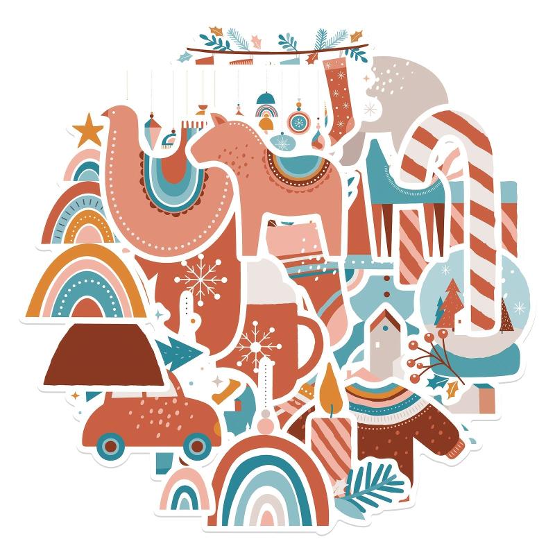 24pcs Cartoon Christmas Decoration Stickers Waterproof DIY Stickers