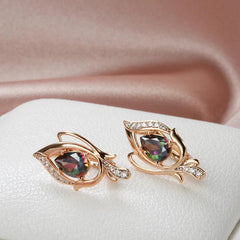 Golden Vintage Drop Earrings Rainbow Gradient Zircon Fine Jewelry