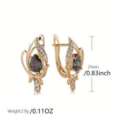 Golden Vintage Drop Earrings Rainbow Gradient Zircon Fine Jewelry
