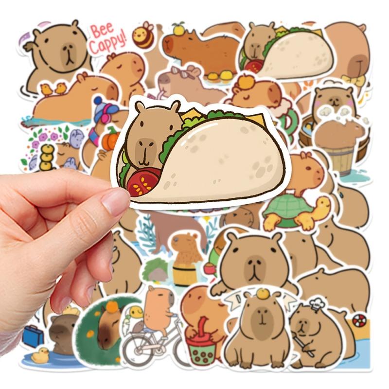 50Pcs Cartoon Capybara Waterproof Stickers DIY Creative Toys