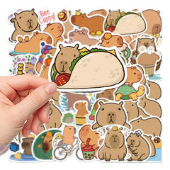 50Pcs Cartoon Capybara Waterproof Stickers DIY Creative Toys