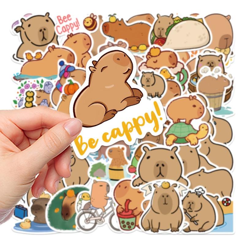 50Pcs Cartoon Capybara Waterproof Stickers DIY Creative Toys